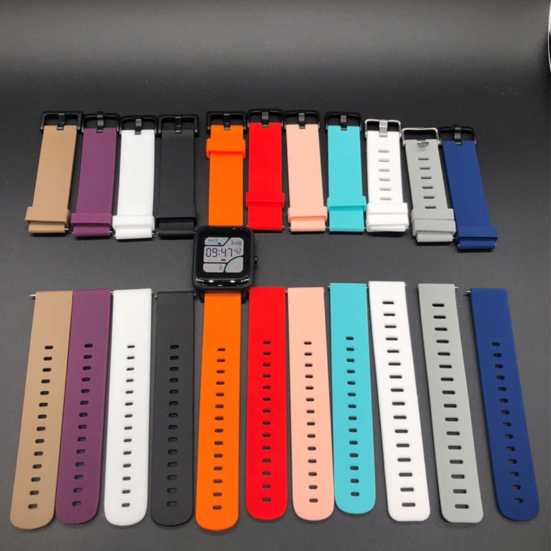 Duoteng 20mm Silicone Strap For Xiaomi Huami Amazfit Bip Smart band Bracelet for Amazfit Bip Strap Replacement Belt Accessories