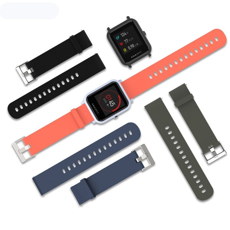 Duoteng 20mm Silicone Strap For Xiaomi Huami Amazfit Bip Smart band Bracelet for Amazfit Bip Strap Replacement Belt Accessories