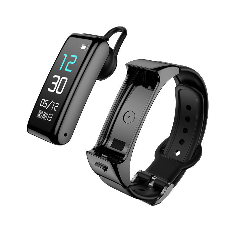 B6 Smart Bracelet Watch Bluetooth Headset Separation 2-In-1 Call Heart Rate Listening Song Sports Men And Women