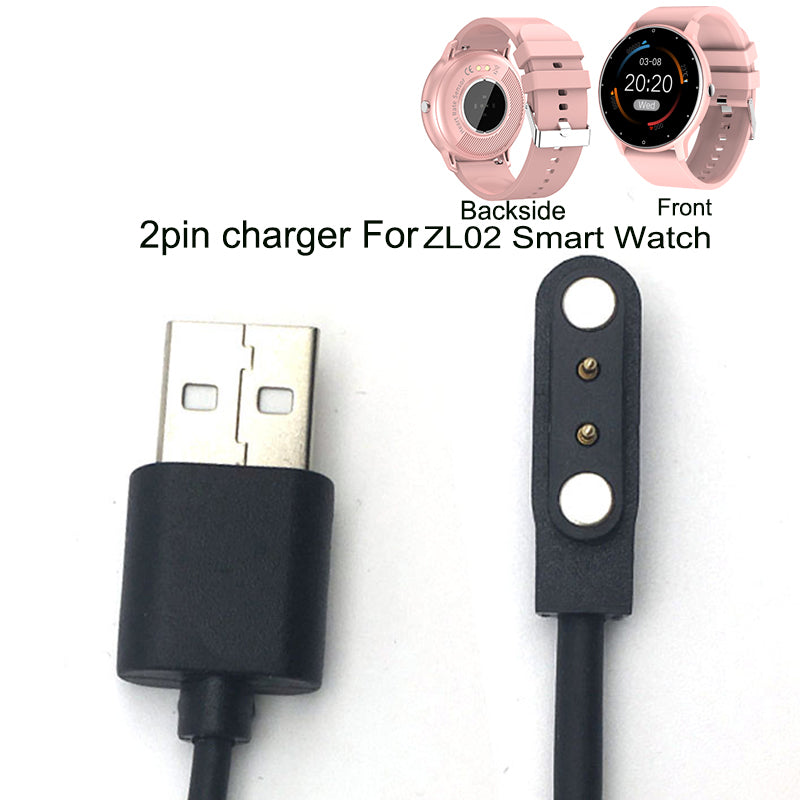 high quality Magnetic Charging Cable wire For ZL02 Smart Watch bracelet 2 Pin Black Power Charger Data Cables